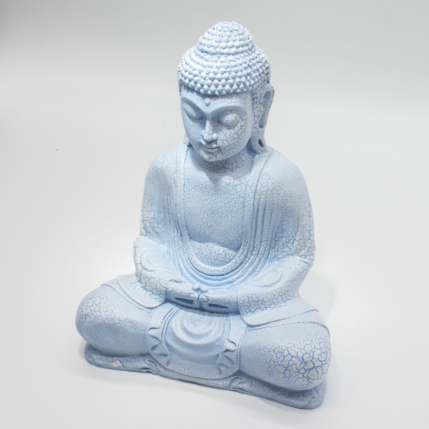 Meditation Buddha Lamp Sky Blue Oval Stand