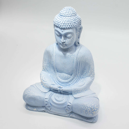 Meditation Buddha Lamp Sky Blue Oval Stand