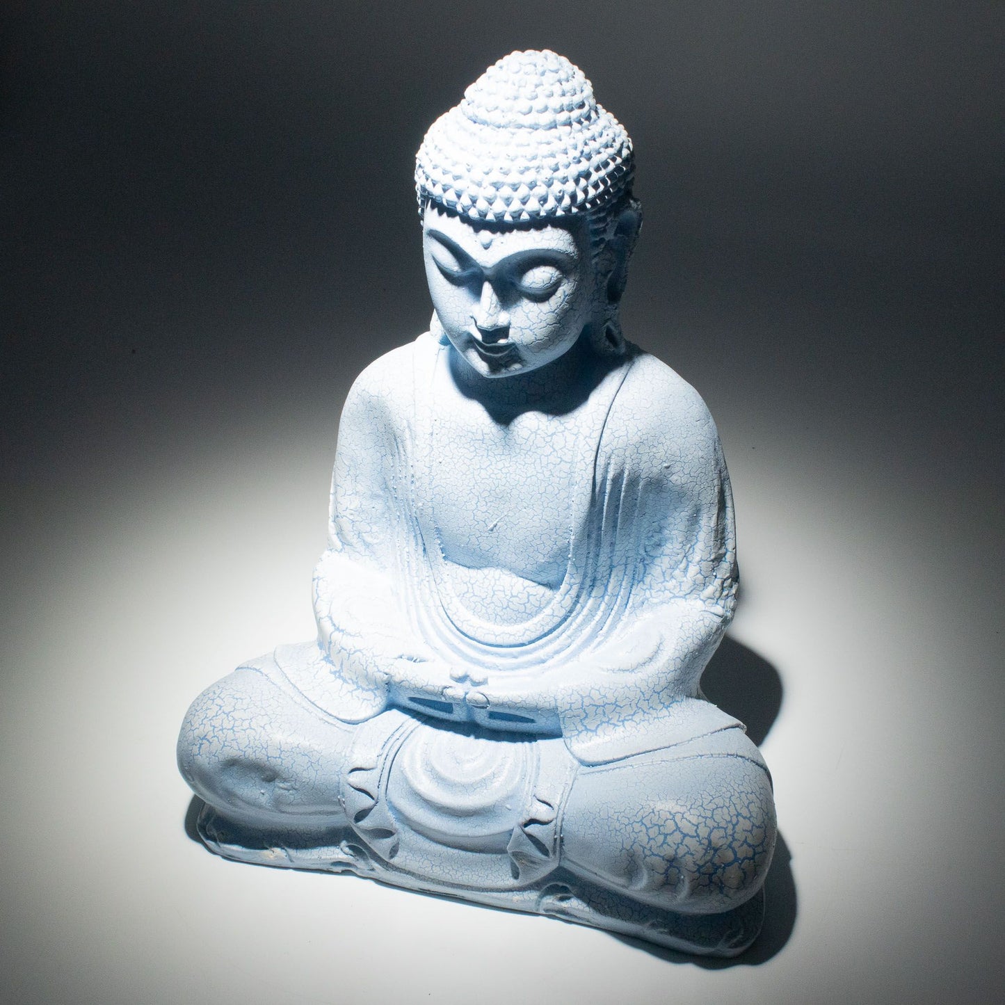 Meditation Buddha Lamp Sky Blue Oval Stand