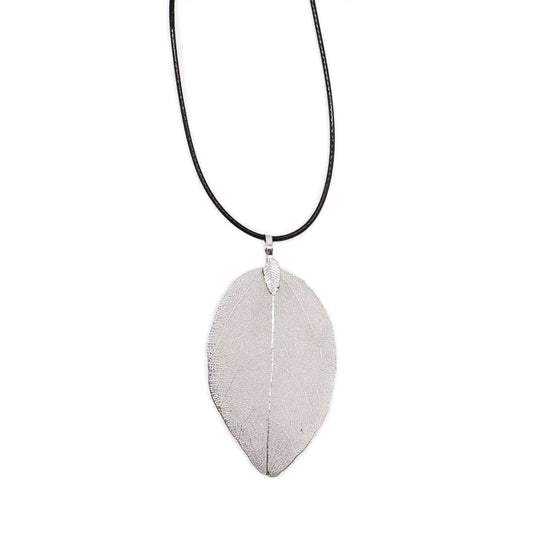 Bravery Real Leaf Necklace Silver