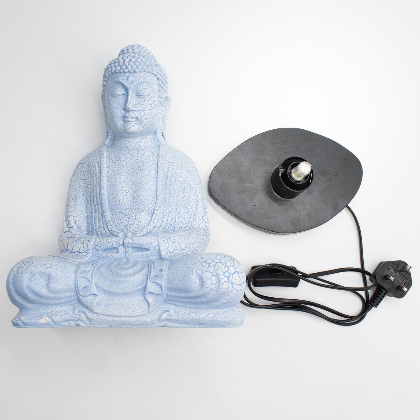 Meditation Buddha Lamp Sky Blue Oval Stand