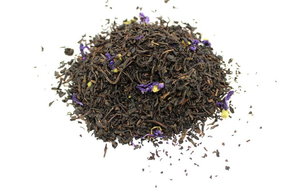 50g Merlin's Favourite Earl Grey loose leaf black tea with mallow and bergamot aroma granules.