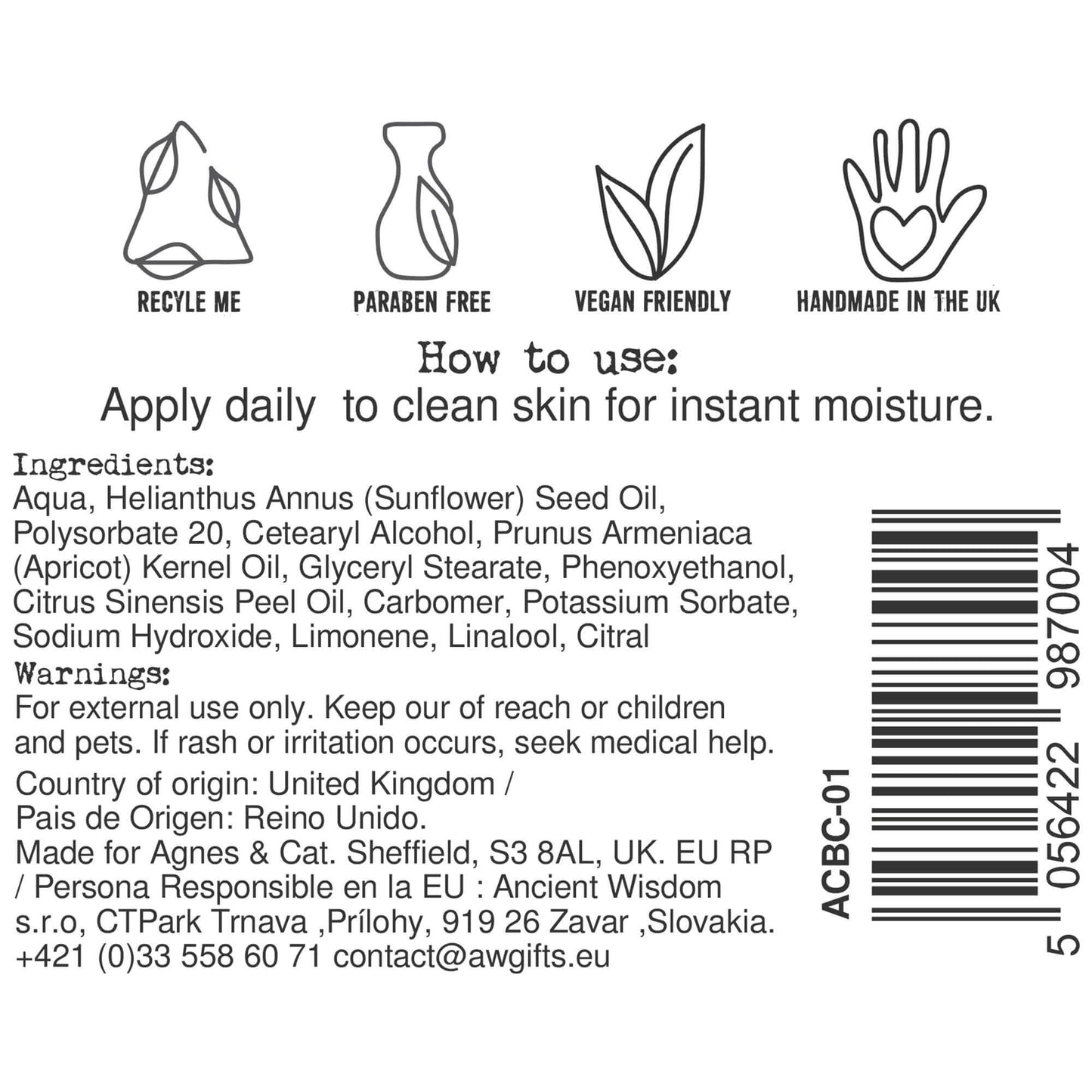 Agnes + Cat Hand & Body Cream in Clementine