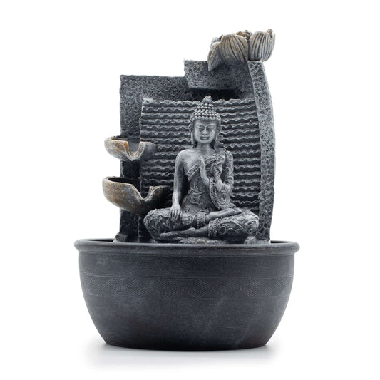Tabletop Water Feature Buddha Lotus Flower Cascade Indoor Fountain