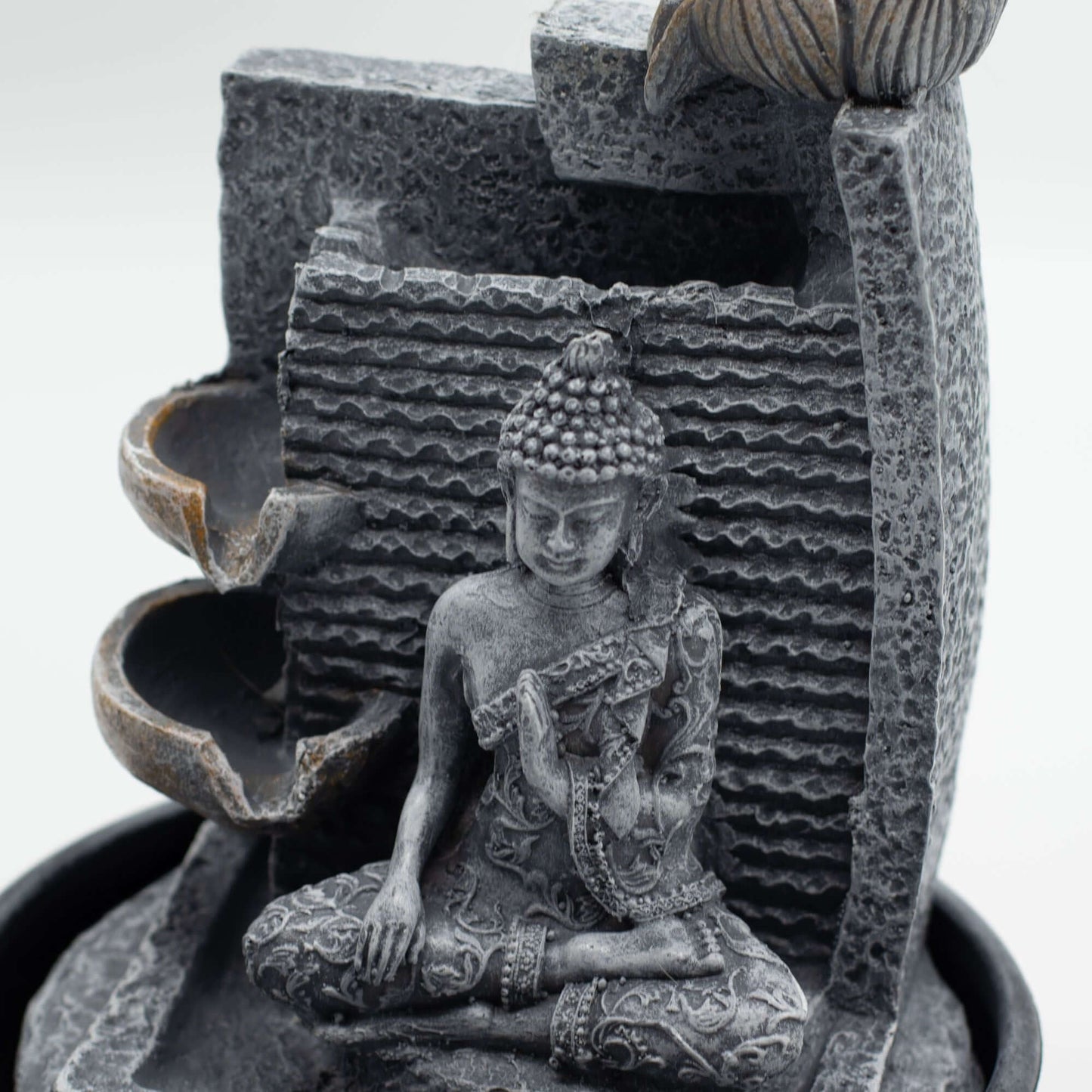 Tabletop Water Feature Buddha Lotus Flower Cascade Indoor Fountain