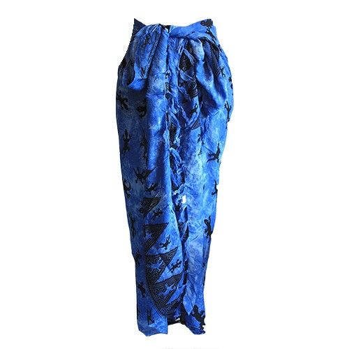 Bali Gecko Sarongs - Blue features a playful gecko pattern on a stunning blue base, perfect for a bohemian style.