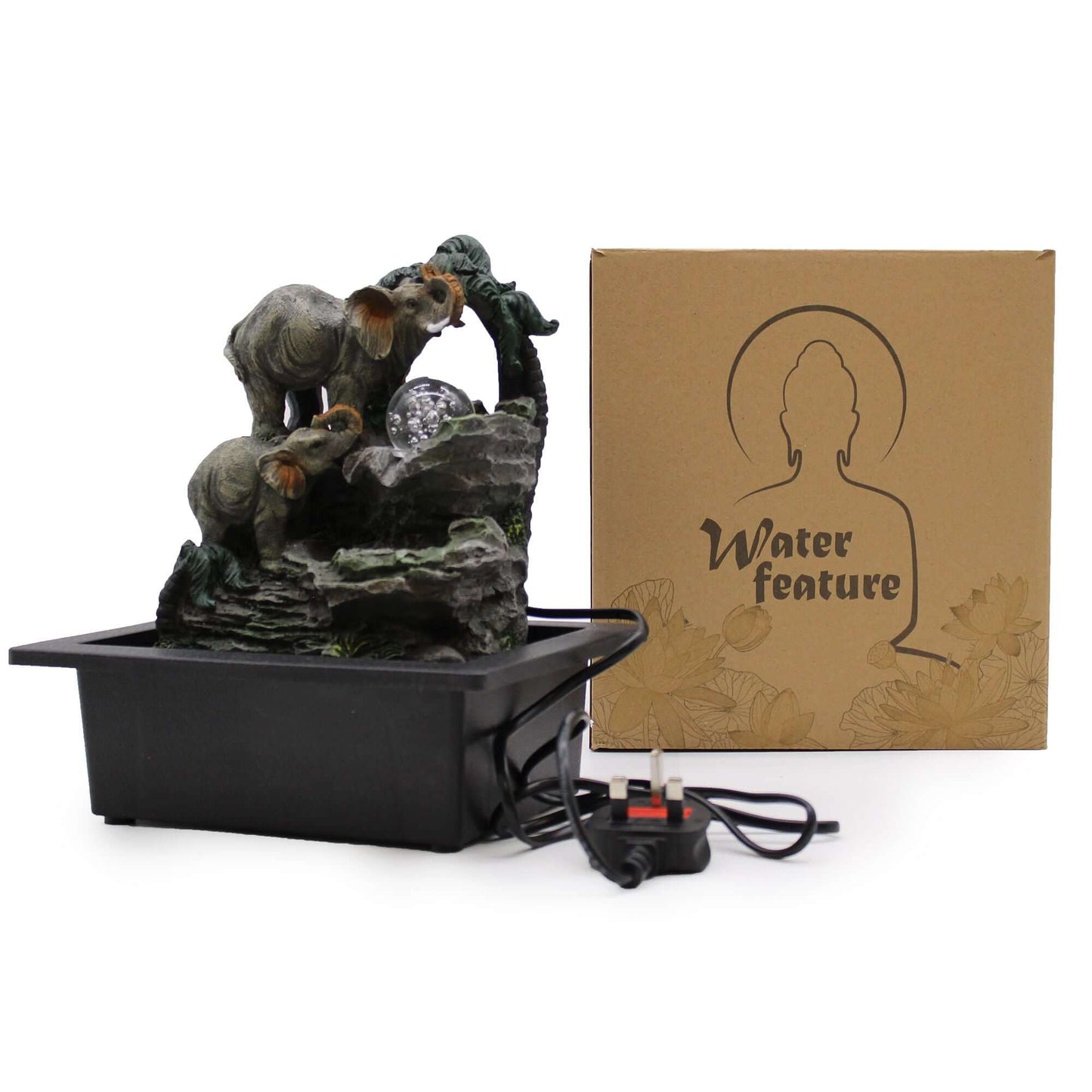 Tabletop Water Feature Elephant Family Indoor Fountain