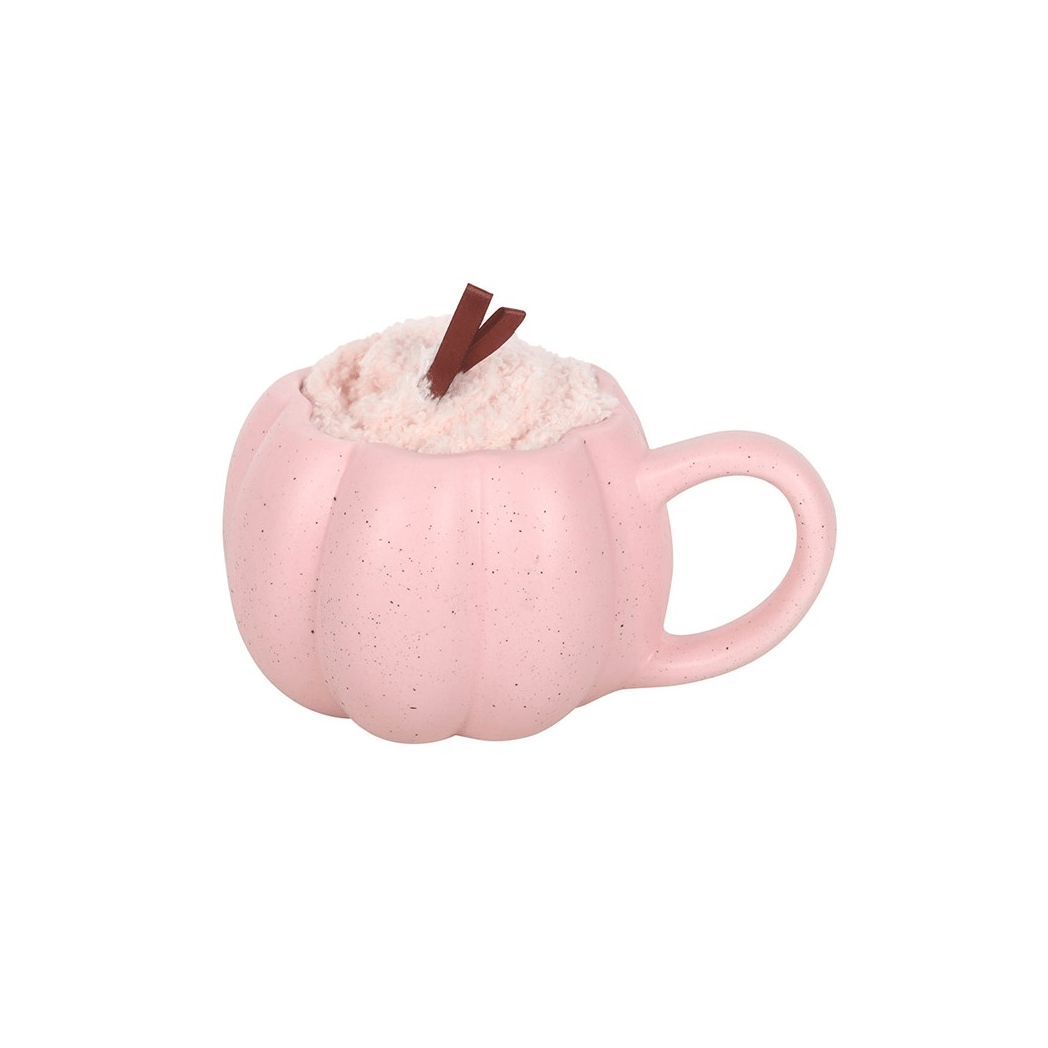 Pink Pumpkin Mug and Socks Gift Set for Her
