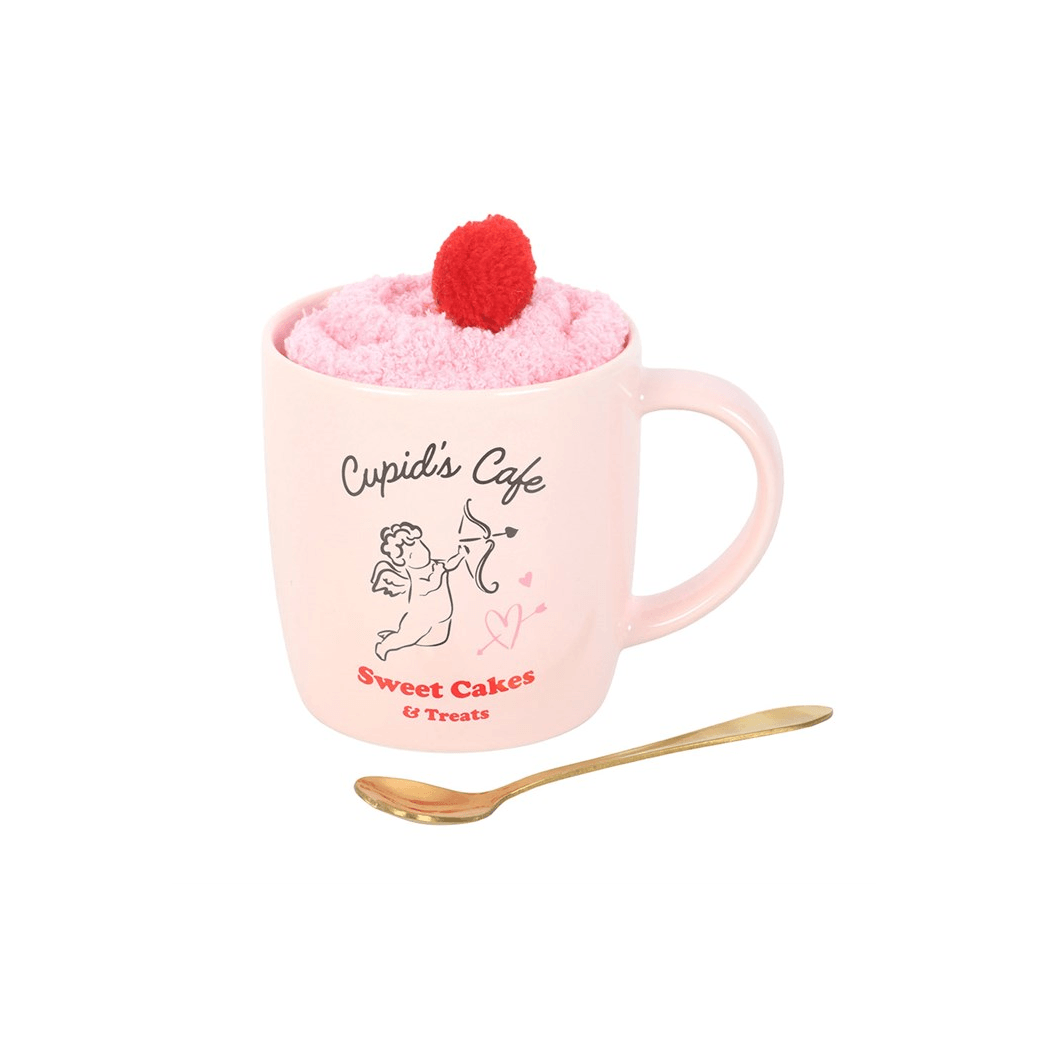 Cupid's Café Mug, Spoon and Socks Gift Set for Her 350ml