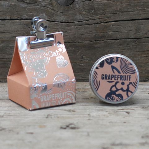 Agnes and Cat Lip Balm - Grapefruit in unique packaging, perfect for gifts and self-care all year round.