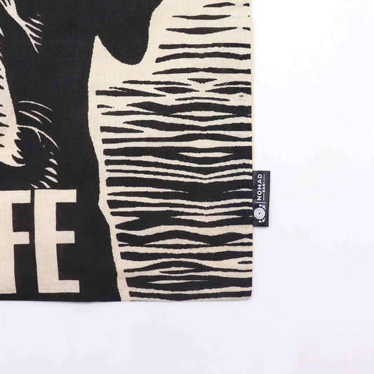 Iconic Basic Tote Bag - Dog's Life - Natural featuring bold black print and natural cotton material.
