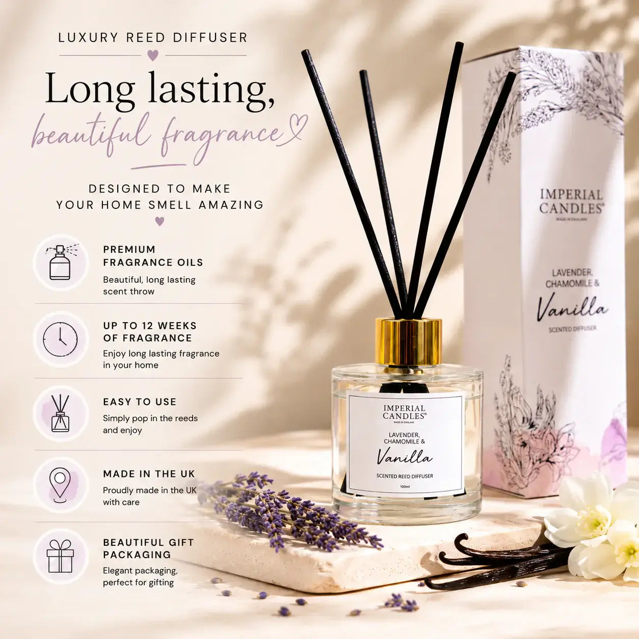 Imperial Candles Lavender Chamomile & Vanilla Reed Diffuser 100ml