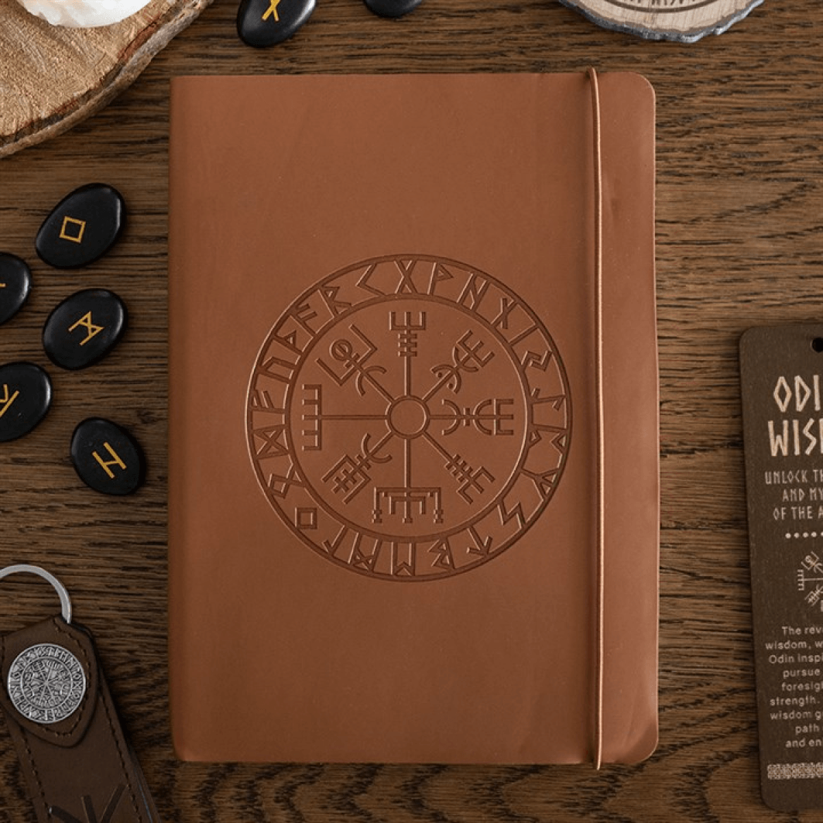 viking compass faux leather journal with pen