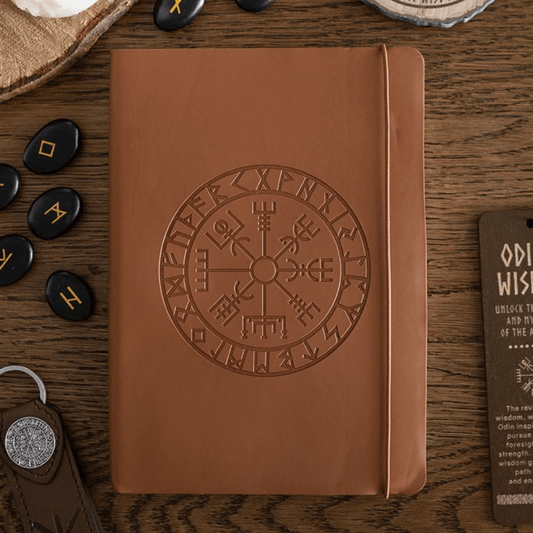 viking compass faux leather journal with pen