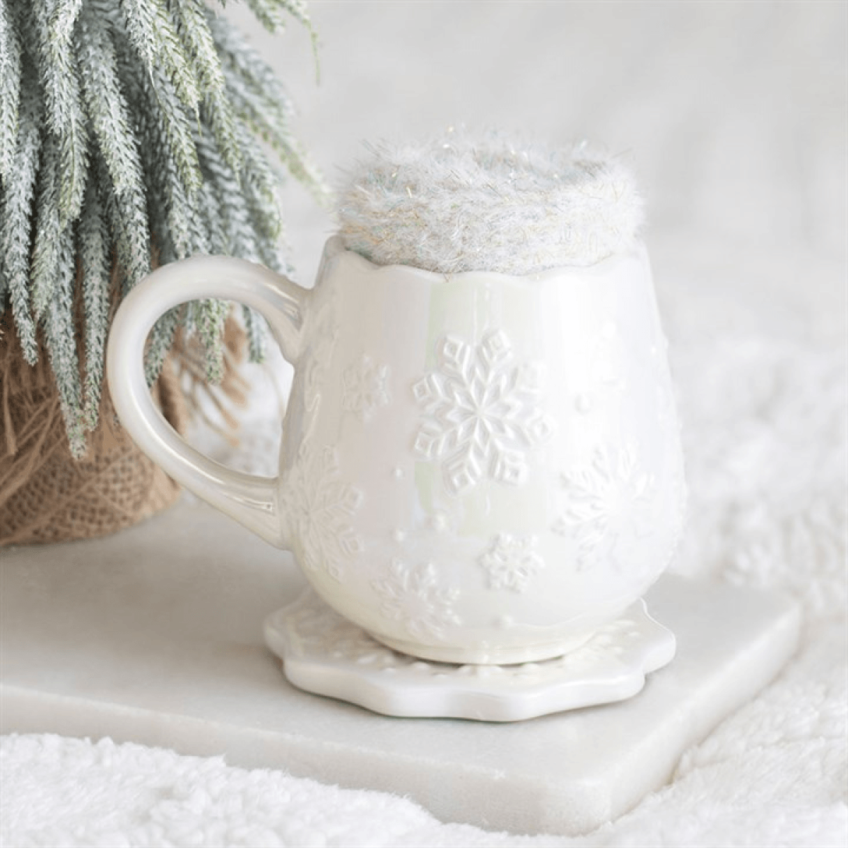Iridescent Snowflake Mug, Coaster and Socks Gift Set 470ml