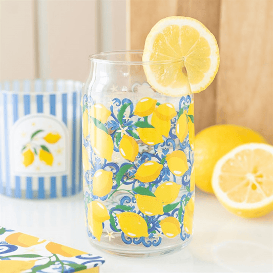 🍋 Lemon Print Can Glass 500ml