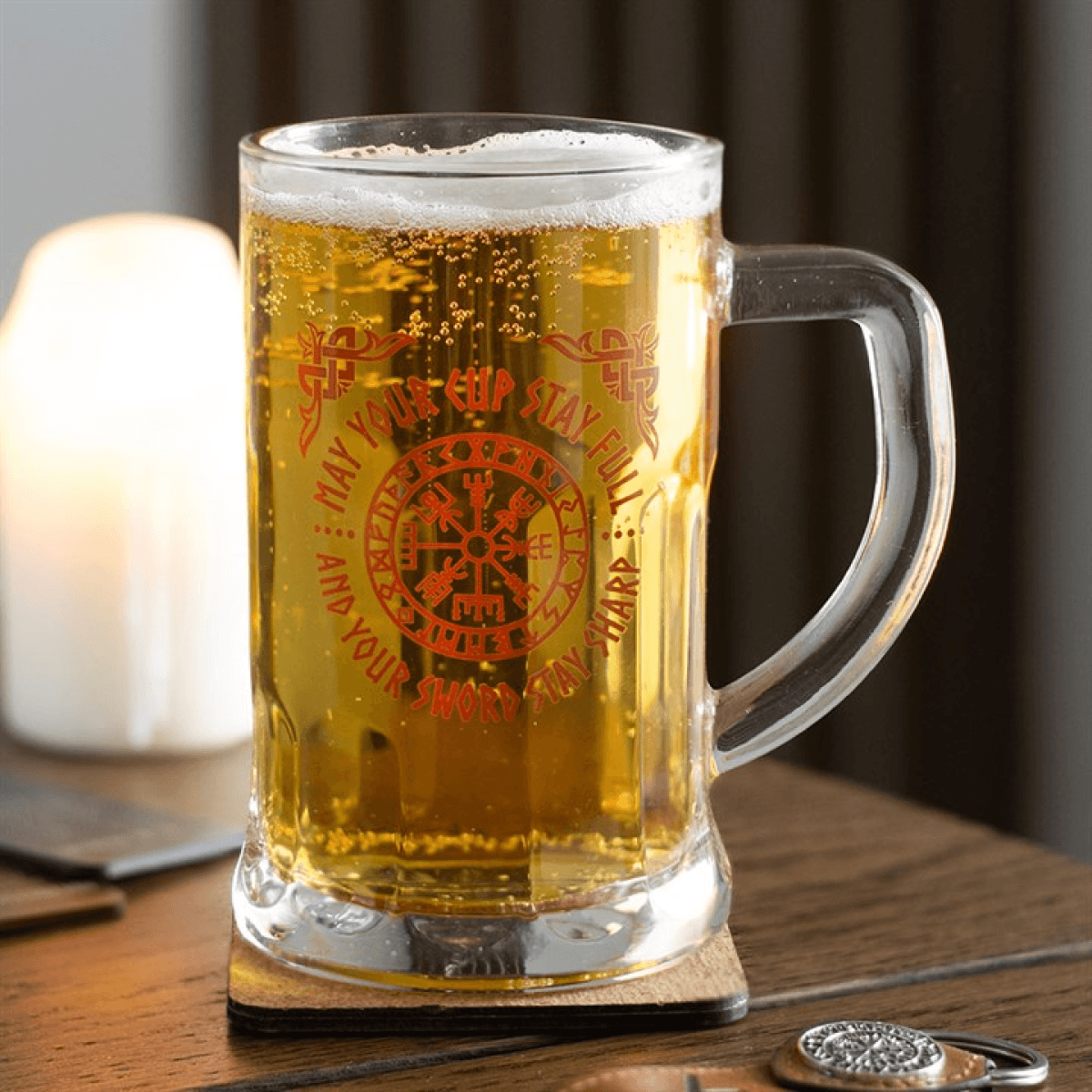 viking beer tankard glass with handle
