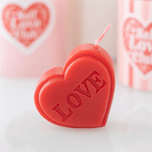 Red Love Heart Shaped Valentine's Day Candle