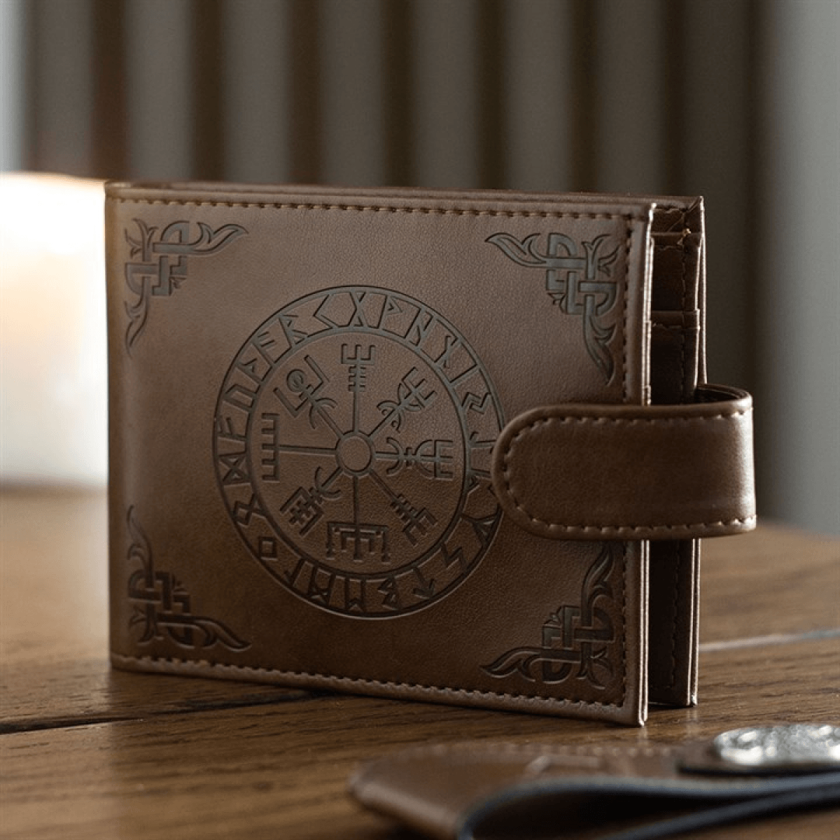 viking compass faux leather wallet
