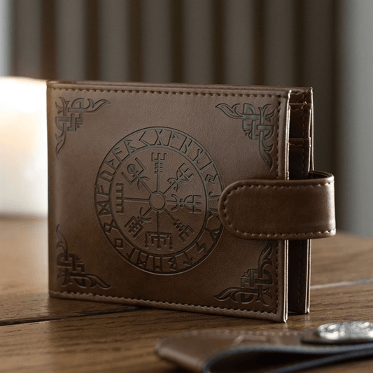 viking compass faux leather wallet