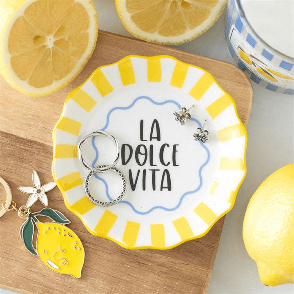 🍋 Yellow Striped La Dolce Vita Trinket Dish