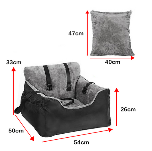 Plush Dog Car Seat Plush Cosy Pet Car Booster Seat for Small Dogs and Cats with Storage, perfect for travel comfort.
