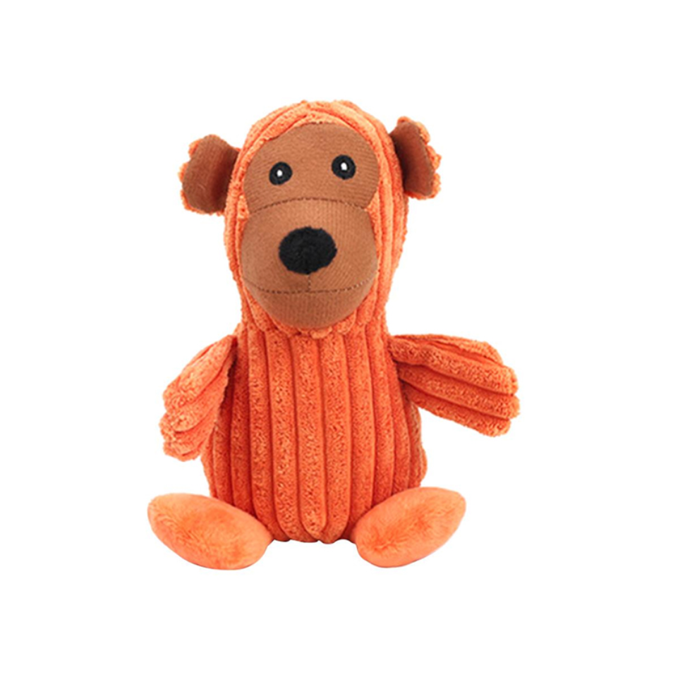 Dog Soft Toy Animals Assorted Designs And Colours - Random Sent, perfect for pets, featuring a vibrant orange bear design.