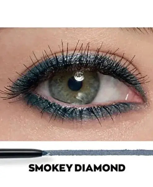 Avon Glimmersticks Diamonds Eyeliner – Smokey Diamond (Rare & Discontinued!) applied on eye with shimmering grey effect