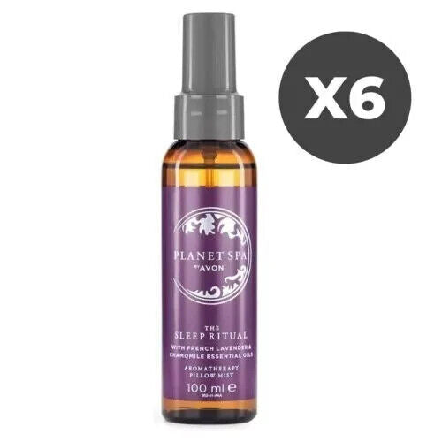 Transform your nights with 6x AVON Planet Spa Beauty Sleep Camomile & Lavender Pillow Mist for restful slumber.