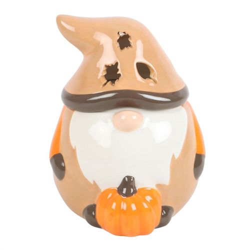 Autumn Gonk Oil Burner in warm orange and brown, featuring leaf cut-outs for a cosy seasonal touch. Perfect for decor.