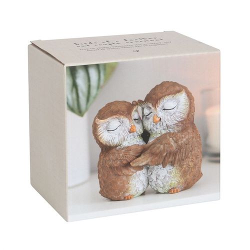 Birds of a Feather Owl Couple Ornament showcasing two owls in a loving embrace, perfect for gifts from Heartfelt Treasures.