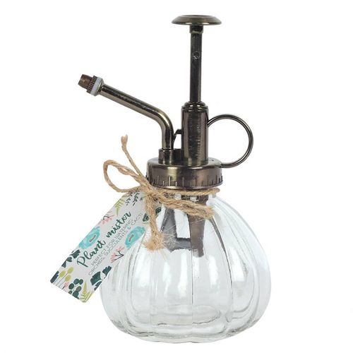 Elegant Botanical Plant Mister made from glass and metal, perfect for indoor gardening enthusiasts.