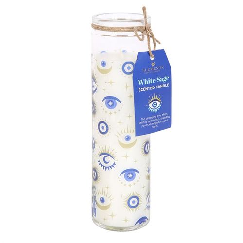 All Seeing Eye White Sage Tube Candle with a lovely fragrance, perfect for warding off negative energies. 70-hour burn.