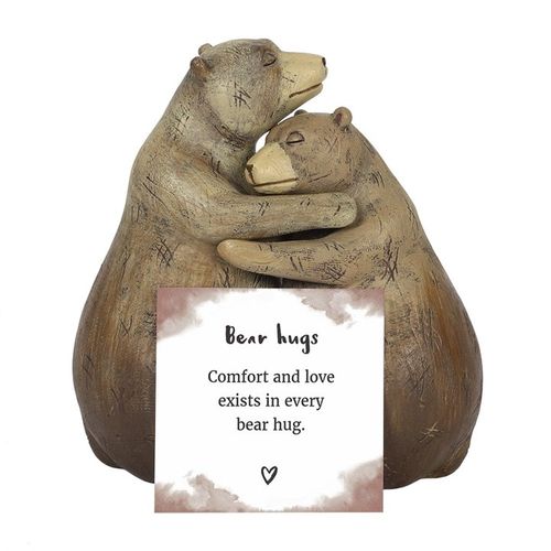 Bear Hug Couple Ornament features two bears in a loving embrace, symbolising comfort and love. Perfect for gifting.