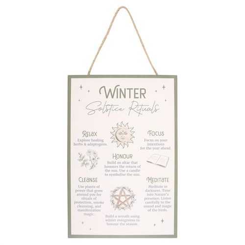 30cm Winter Solstice Rituals MDF Hanging Sign showcasing traditional rituals for the longest night of the year.