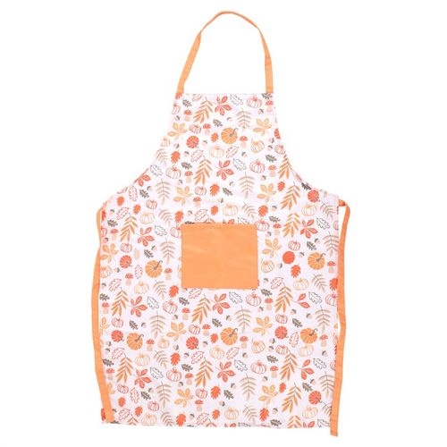 Bright and festive Autumn Leaves and Pumpkins Apron, perfect for Thanksgiving feasts and autumn gatherings.