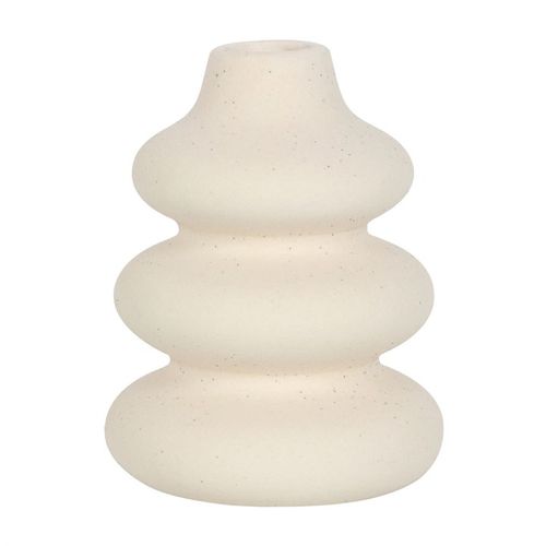 Stylish Cream Speckle Single Stem Vase with a modern wavy design, perfect for fresh flowers or dried grasses.