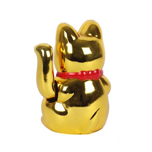 6 Inch Gold Money Cat with a waving arm, perfect for attracting good fortune in your home decor.