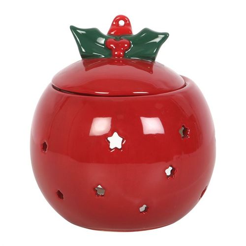 Stylish Red Bauble Oil Burner, ideal for creating a warm, festive atmosphere with your favourite seasonal scents.