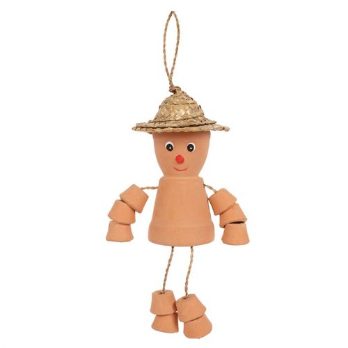 Add charm to your garden with the Small Terracotta Pot Man, featuring a straw hat and a playful design.