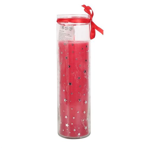 Red Vanilla Advent Tube Candle in a festive design, perfect for counting down to Christmas with a vanilla scent.