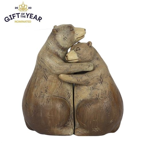 Bear Hug Couple Ornament shows two bears in a loving embrace, perfect for showcasing comfort and love in any space.