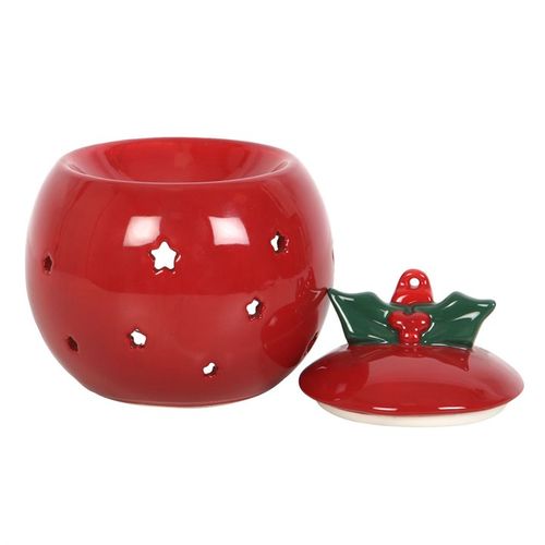 Red Bauble Oil Burner, a cosy Christmas decoration, perfect for warming your home with festive scents.
