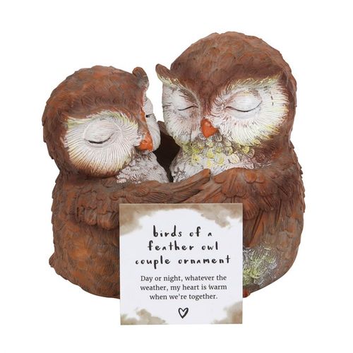 Loving embrace of the Birds of a Feather Owl Couple Ornament, perfect for weddings and anniversaries.