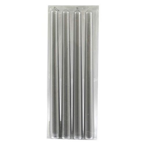 Elegant Set of 4 Silver Taper Candles, 25cm tall, perfect for festive table settings and Christmas decor.